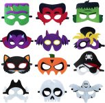 12pcs Halloween Felt Masks,Cosplay Dress