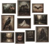 Whaline 10Pcs Halloween Dark Wall Art