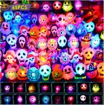 65PCS Halloween Light Up LED Rings, Non