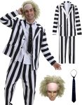 Men's Black & White Striped Halloween