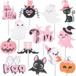 36Pcs Pink Ghost Cupcake Toppers Picks