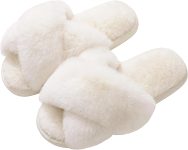 Evshine Women's Fuzzy Slippers Cross