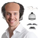 Old Man Wig Costume Set, Funny Bald Cap