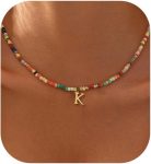 Colorful Initial Necklaces for Women,