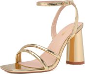 RIBONGZ Block Heels Prom Heeled Sandals