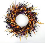 J'FLORU Black Halloween Wreath 22 Inch