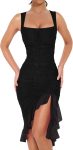 BORIFLORS Women's Sexy Ruched Bodycon