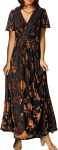 Simplee Women’s V Neck Velvet Maxi Dress