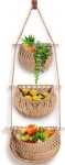 3 Tier Hanging Fruit Basket, Jute Wall