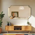 POZINO Brushed Gold Beveled Mirror,