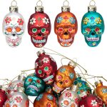 12pcs Day of The Dead Glass Ornaments -