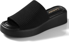 Leevar Nude White Black Platform Wedges