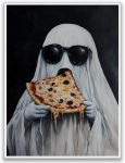 Cool Ghost Eating Pizza Poster Spooky