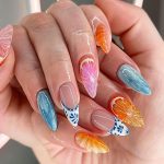 Summer Press on Nails Almond Medium