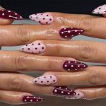 Polka Dot Press on Nails Almond Fake