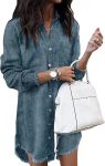 Zilcremo Women Denim Shirt Dresses Long