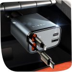 LISEN Retractable Car Charger, 69W USB C