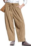 TARSE Womens Corduroy Harem Pants Casual