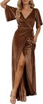 MEROKEETY Women's V Neck Wrap Velvet