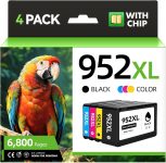 952XL Ink Cartridges 4-Pack with Chip