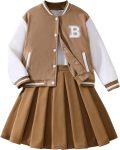 Girls 2 Piece Outfits Skirt Set Button