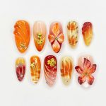 30Pcs Fall Press on Nails Medium Almond