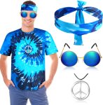 Berlune 4 Pcs 60s 70s Hippie Outfits for