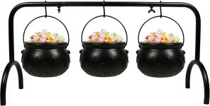 Halloween Cauldron on Rack - Set of 3