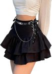 AULKEEP Womens Black Mini Skirt with