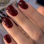 Modelones Press on Nails, Dark Red Short