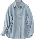 Women Denim Jacket Shacket Long Sleeve