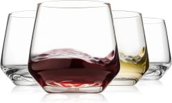 Stemless Wine Glasses Set of 4, 13.5oz