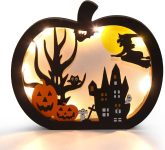 FOIMAS Halloween Wooden Table Sign,Light