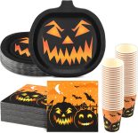 150Pcs Halloween Plates and Napkins Cups