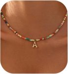 Colorful Initial Necklaces for Women,