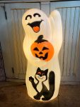 Halloween Blow Mold Ghost with Black Cat