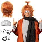 4pcs Halloween Costume Set Orange Short