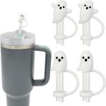 Cute Ghost Straw Covers Cap Compatible