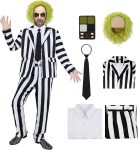 7 Pcs Horror Movie Costume Men Black and