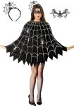 3 Pcs Spider Web Poncho for Women,Spider