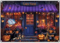 ZTHMOE Fabric 7x5ft Halloween Candy Shop