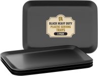 3 Pack Black Plastic Serving Tray for