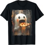 Cute Pizza Ghost Eating Pizza Funny