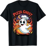 Funny Ghost Eating Pizza Cute Halloween